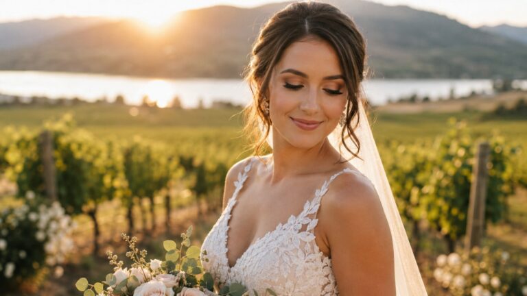 Kelowna winery wedding bridal makeup look
