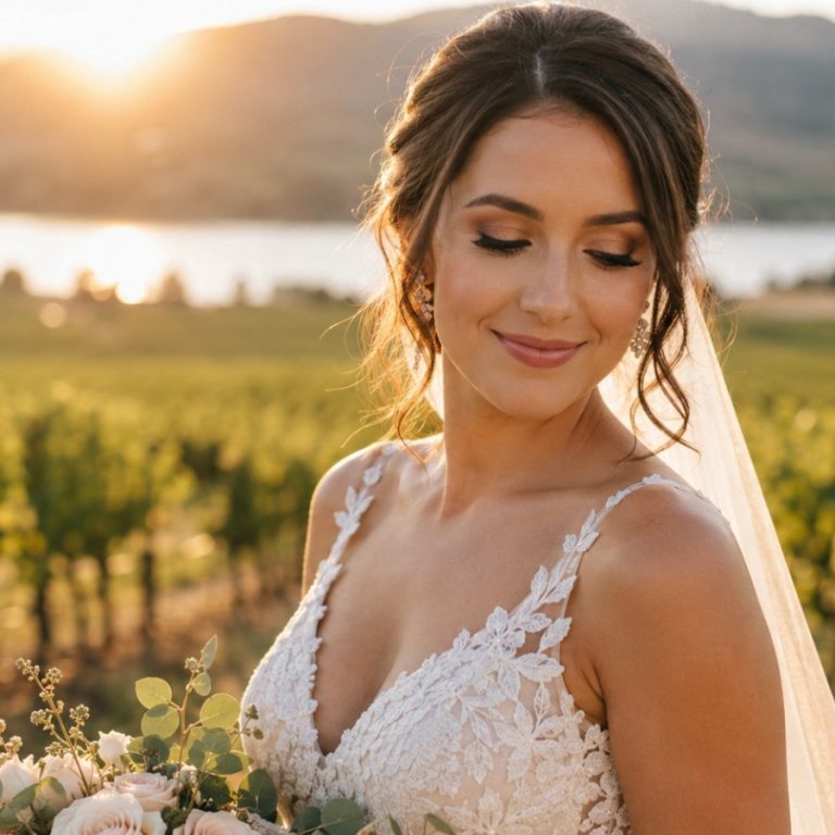 Kelowna winery wedding bridal makeup look
